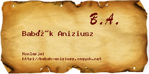 Babák Aniziusz névjegykártya